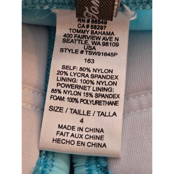 TOMMY BAHAMA PEARL SOLIDS V FRONT HALTER 1 PC SWIMSUIT POOL BLUE SZ 4 NEW! $130 - Picture 9 of 10